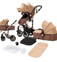 Portable Travel Pram Cozy Stroller with Foot Cover for 0-36 Months Babies Khaki