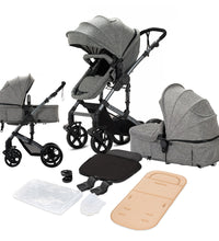 Portable Travel Pram Cozy Stroller with Foot Cover for 0-36 Months Babies Grey