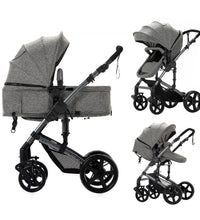 Convertible Strollers With Reversible Bassinet for 0-3 Year Old Babies Gray