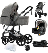 Foldable Baby Stroller with Baby Car Seat and Base Grey