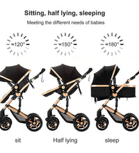 Stroller can sit, half lying, and sleep