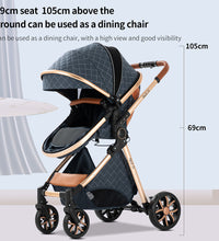 Luxury Baby Stroller 3-in-1 For Toddlers with 69cm seat height