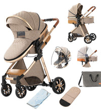 Infant Stroller 2 in 1 Shock-Resistant Luxury Pram Stroller for Babies khaki