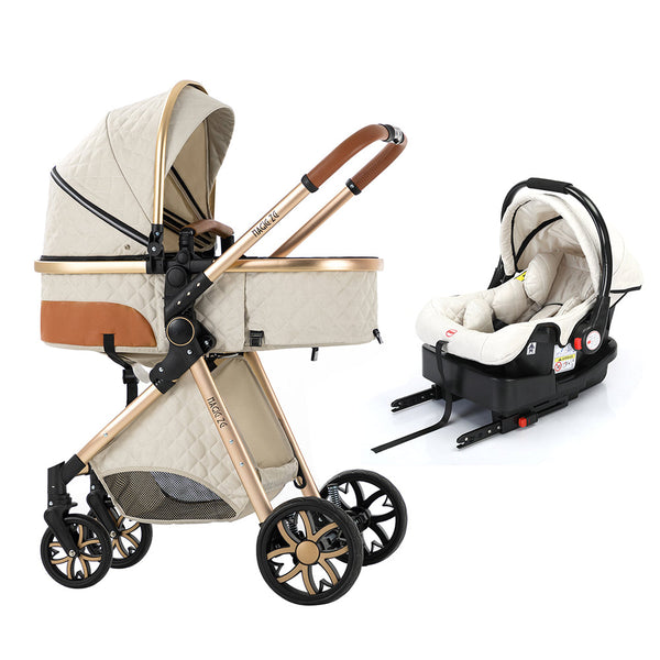Travel System Baby Pram Car Seat Combo & ISOFIX Base for Infants