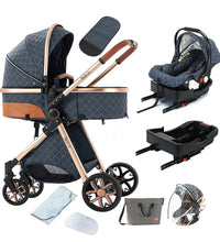 baby stroller with infant car seat and base Blue