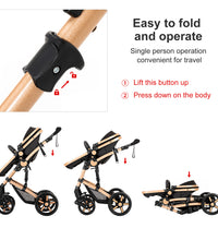 Portable Travel Pram Cozy Stroller is easy to fold