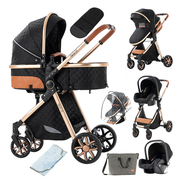 3 in 1 Travel System Baby Stroller Folding Baby Prams Aluminium Frame Pushchairs