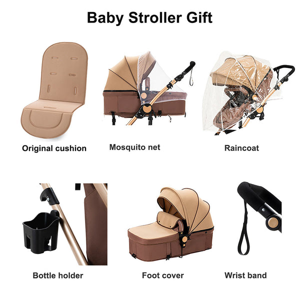 Travel Strollers 2 In 1 Foldable Pushchairs for Newborns and Toddlers Black