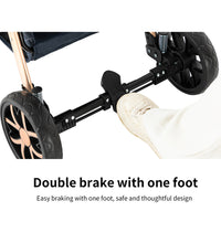 Baby Stroller is double brake with one one foot
