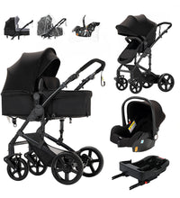 Foldable Stroller with Car Seat and ISOFIX Base for Infants & Toddlers Black