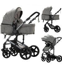 Travel Strollers 2 In 1 Foldable Pushchairs for Newborns and Toddlers Gray
