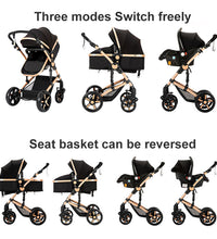 Foldable Baby Stroller with Baby Car Seat and Base with multi-modes