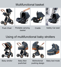 Baby Carriage 3 in 1 Stroller Portable Travel Foldable Baby Pram with Car Seat And Base