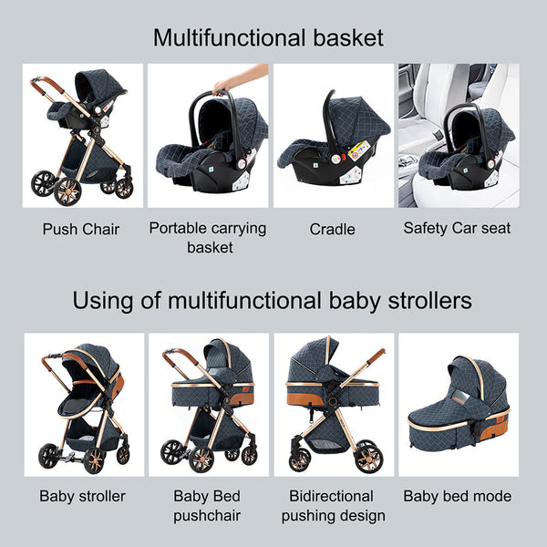 3 in 1 Travel System Baby Stroller with detachable and washable without fading