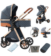 High Landscape Strollers With Adjustable Canopy For Babies & Toddlers Blue