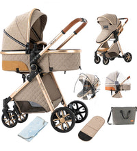 High Landscape Strollers With Adjustable Canopy For Babies & Toddlers Khaki