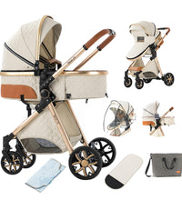 High Landscape Strollers With Adjustable Canopy For Babies & Toddlers white