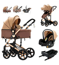 Foldable Stroller with Car Seat and ISOFIX Base for Infants & Toddlers Khaki