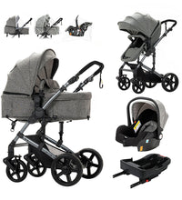 Foldable Stroller with Car Seat and ISOFIX Base for Infants & Toddlers Gray